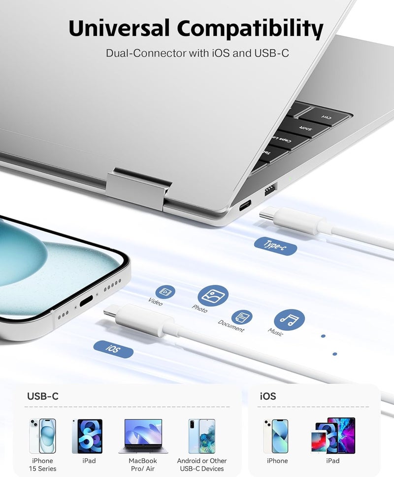 SUNTRSI SD Card Reader for iPhone iPad Camera with USB C, Dual Card Slot Memory Card Reader Supports SD/TF Card Trail Camera Viewer SD Card Adapter Portable Micro SD Card Reader No App Plug and Play - Image 4